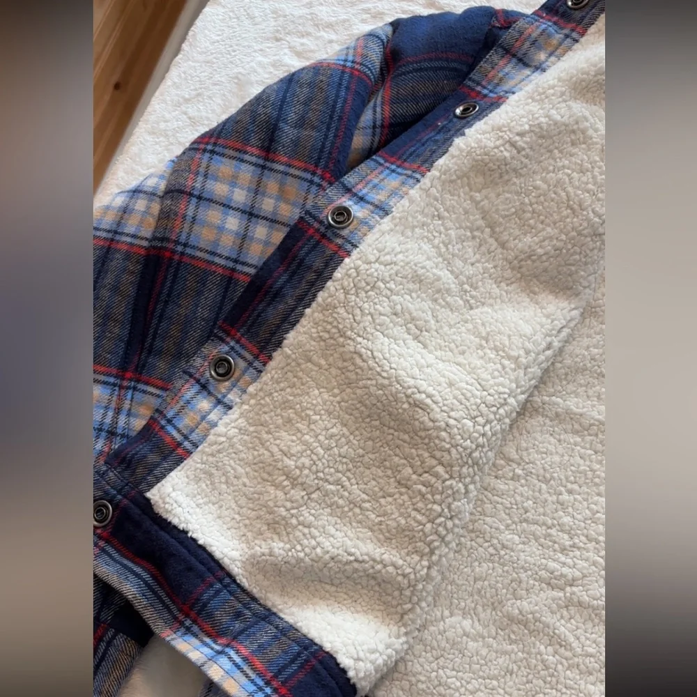 New, Aerie Cropped Plaid Sherpa Jacket - Picture 16 of 16